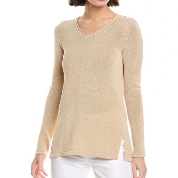J. McLaughlin Sweaters - J.McLaughlin Callum Sweater Knit V-Neck Minimalist Coastal Tan Medium